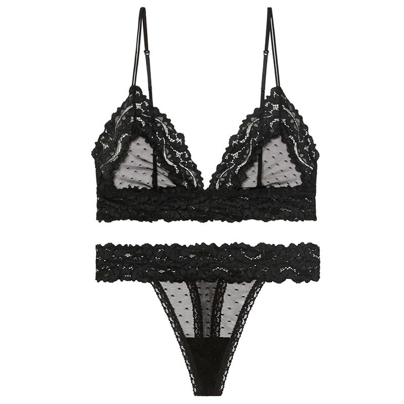 Conjunto de sujetador suave, transpirable, cómodo, con copa triangular, parte de atrás bonita, Sexy, sin anillo de acero
