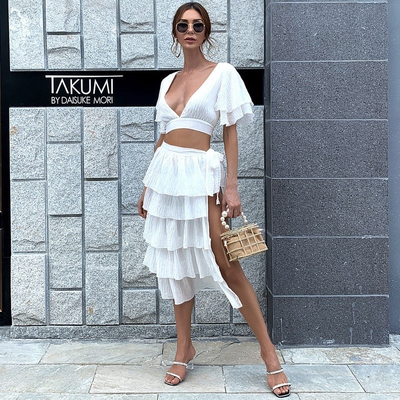 Ensemble 2 pièces sexy pour femmes, robes de plage, vacances, été