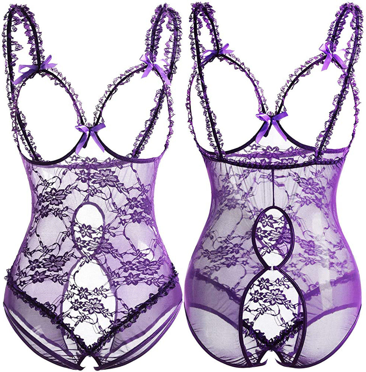 Ensemble de sous-vêtements sexy une pièce en dentelle transparente pour femme