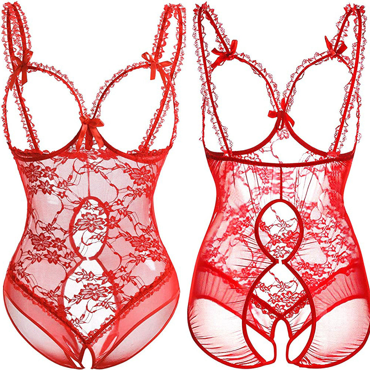 Ensemble de sous-vêtements sexy une pièce en dentelle transparente pour femme