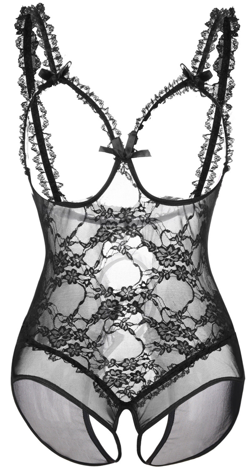 Ensemble de sous-vêtements sexy une pièce en dentelle transparente pour femme