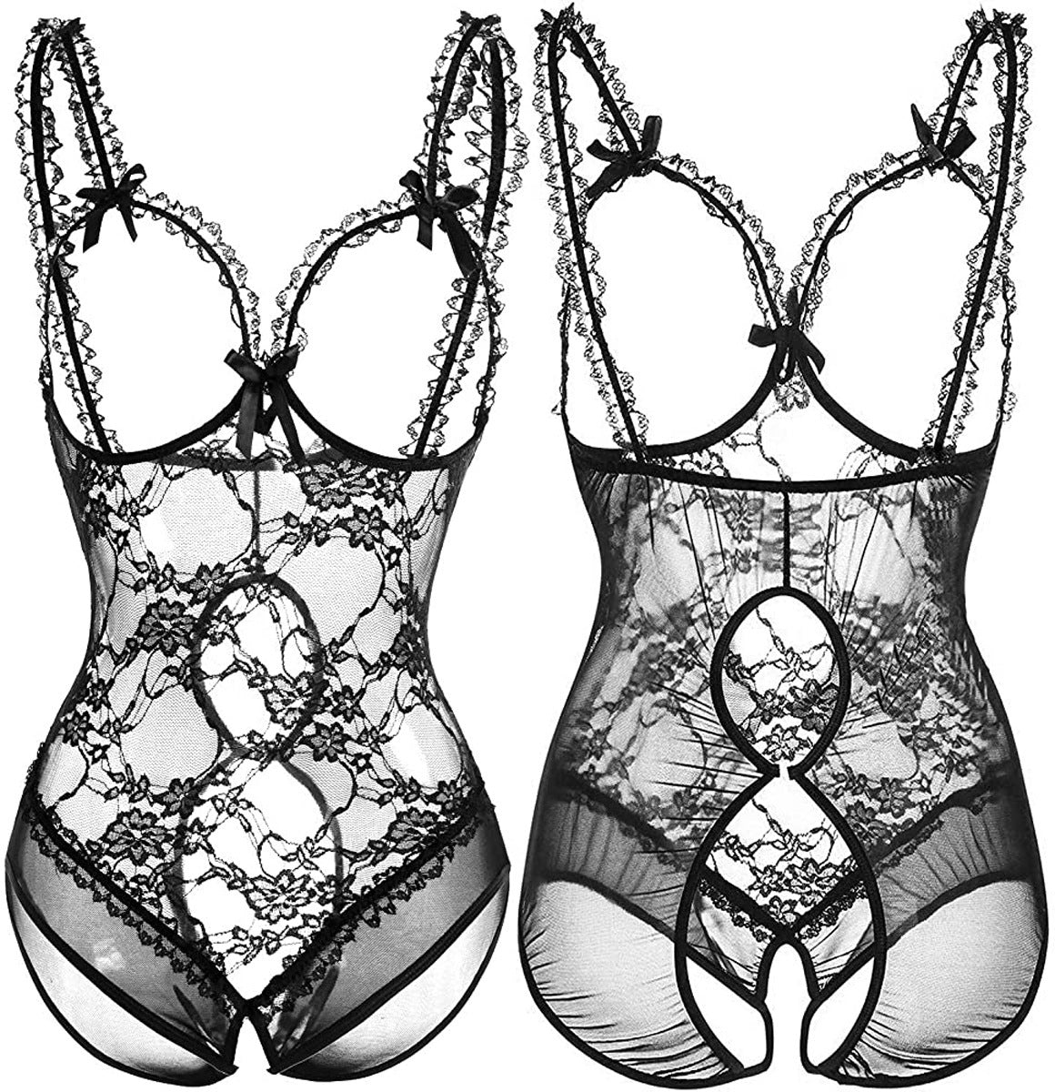 Ensemble de sous-vêtements sexy une pièce en dentelle transparente pour femme