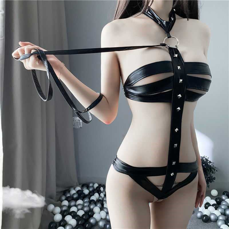 Lingerie Sexy One-piece Tight Leather Jacket