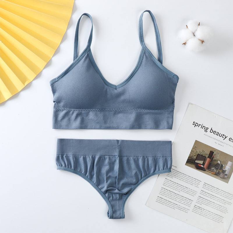 Conjunto de sujetador y braguitas para mujer, conjunto de Sujetador deportivo con realce, Tanga Sexy sin costuras, sujetador para actividad, Tanga, lencería, Top corto de Fitness, ropa interior