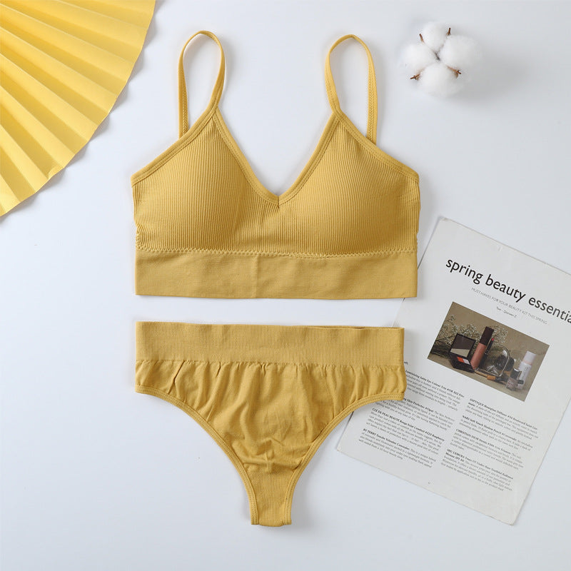 Conjunto de sujetador y braguitas para mujer, conjunto de Sujetador deportivo con realce, Tanga Sexy sin costuras, sujetador para actividad, Tanga, lencería, Top corto de Fitness, ropa interior