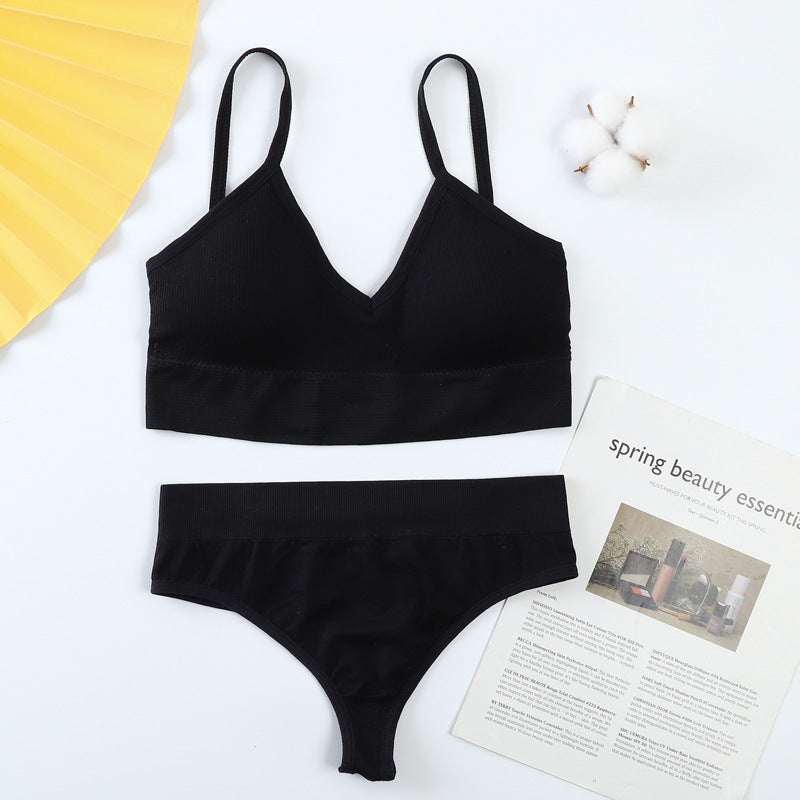 Conjunto de sujetador y braguitas para mujer, conjunto de Sujetador deportivo con realce, Tanga Sexy sin costuras, sujetador para actividad, Tanga, lencería, Top corto de Fitness, ropa interior