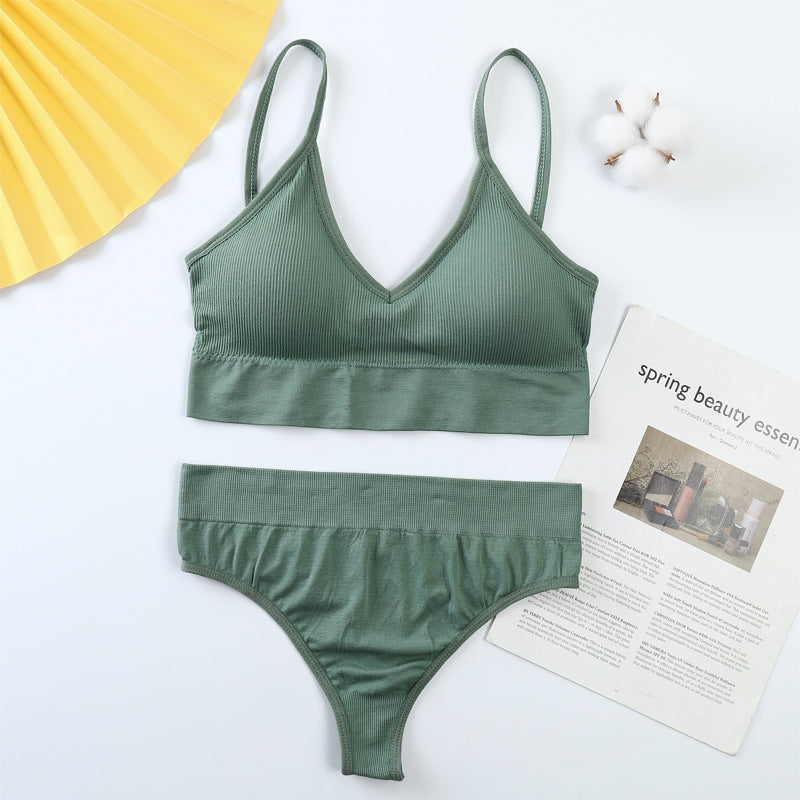 Conjunto de sujetador y braguitas para mujer, conjunto de Sujetador deportivo con realce, Tanga Sexy sin costuras, sujetador para actividad, Tanga, lencería, Top corto de Fitness, ropa interior