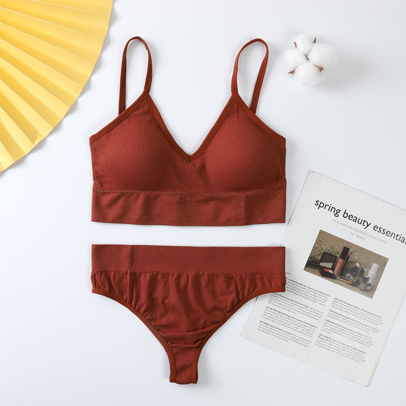 Conjunto de sujetador y braguitas para mujer, conjunto de Sujetador deportivo con realce, Tanga Sexy sin costuras, sujetador para actividad, Tanga, lencería, Top corto de Fitness, ropa interior