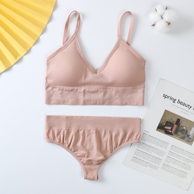 Conjunto de sujetador y braguitas para mujer, conjunto de Sujetador deportivo con realce, Tanga Sexy sin costuras, sujetador para actividad, Tanga, lencería, Top corto de Fitness, ropa interior