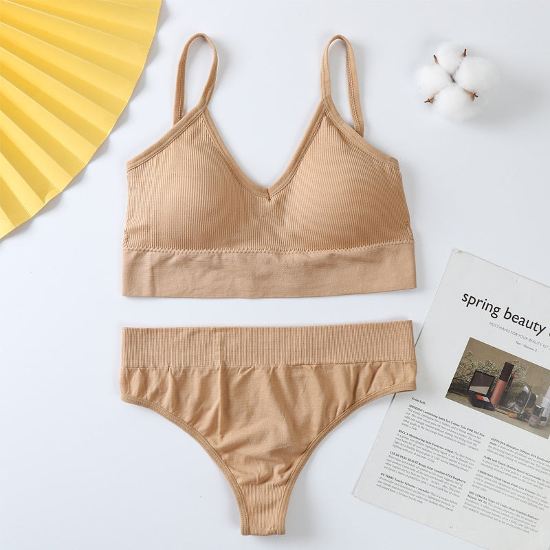 Conjunto de sujetador y braguitas para mujer, conjunto de Sujetador deportivo con realce, Tanga Sexy sin costuras, sujetador para actividad, Tanga, lencería, Top corto de Fitness, ropa interior