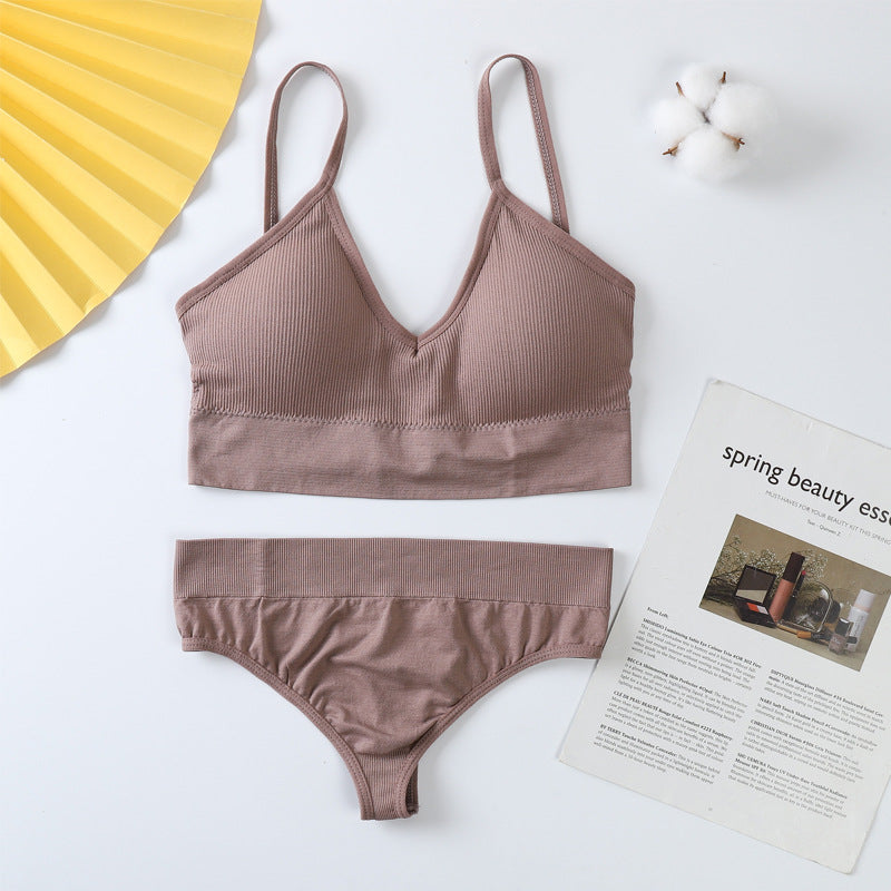 Conjunto de sujetador y braguitas para mujer, conjunto de Sujetador deportivo con realce, Tanga Sexy sin costuras, sujetador para actividad, Tanga, lencería, Top corto de Fitness, ropa interior