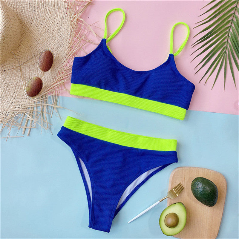 Bikini taille haute pour femmes, ensemble deux pièces Sexy côtelé S-XL