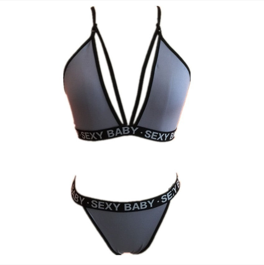 Soutien-gorge et gilet sexy licou, ensemble sexy enveloppé de noir et blanc avec coin latéral anglais