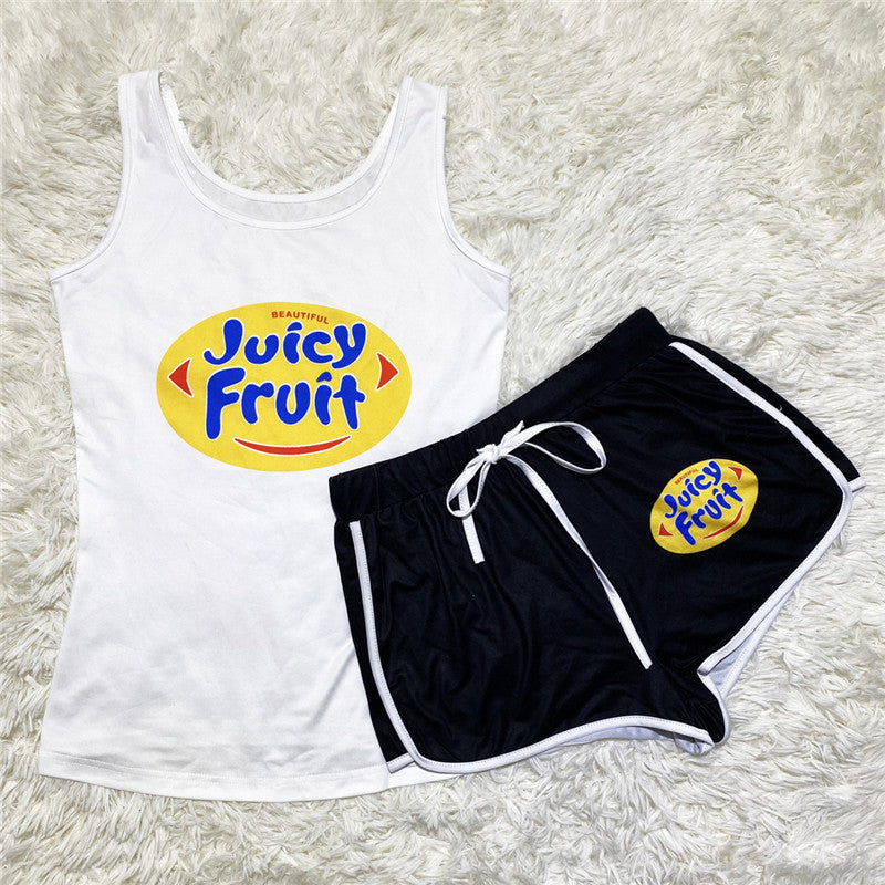 Ensemble de short à bretelles sexy à imprimé graphique