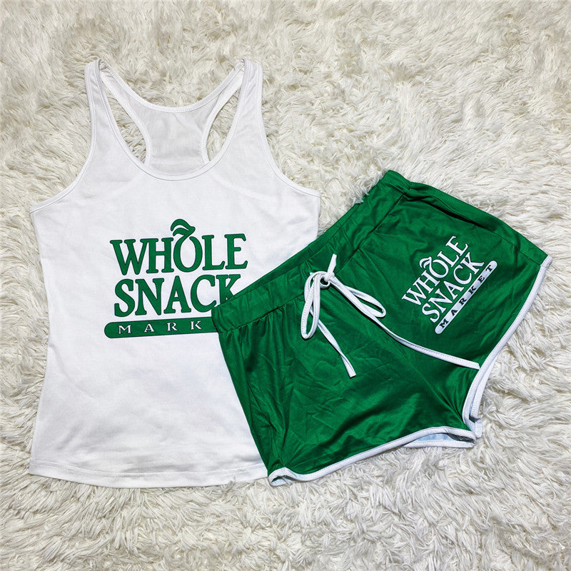 Ensemble de short à bretelles sexy à imprimé graphique