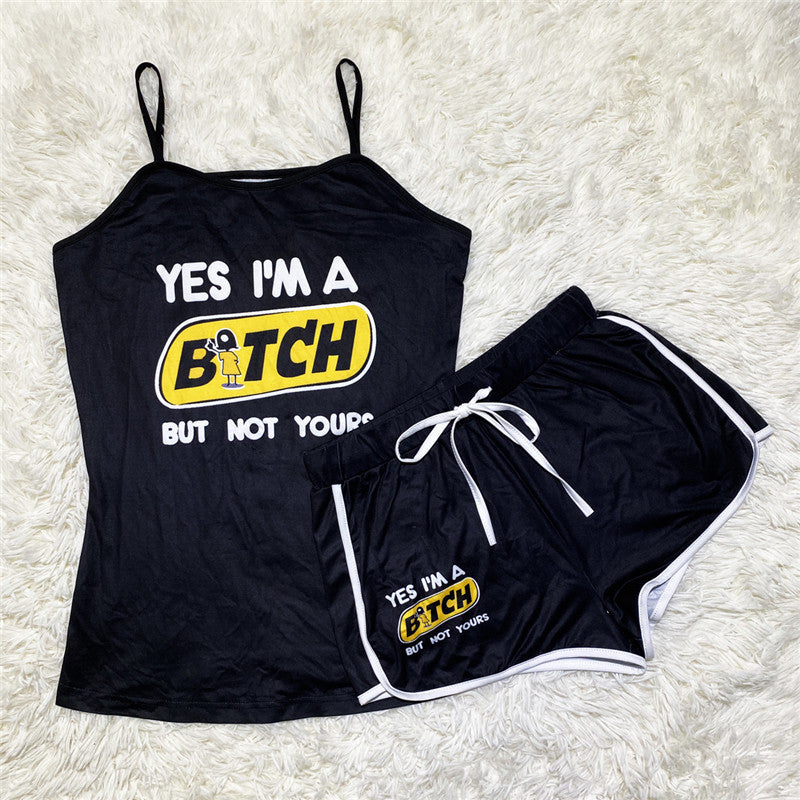 Ensemble de short à bretelles sexy à imprimé graphique