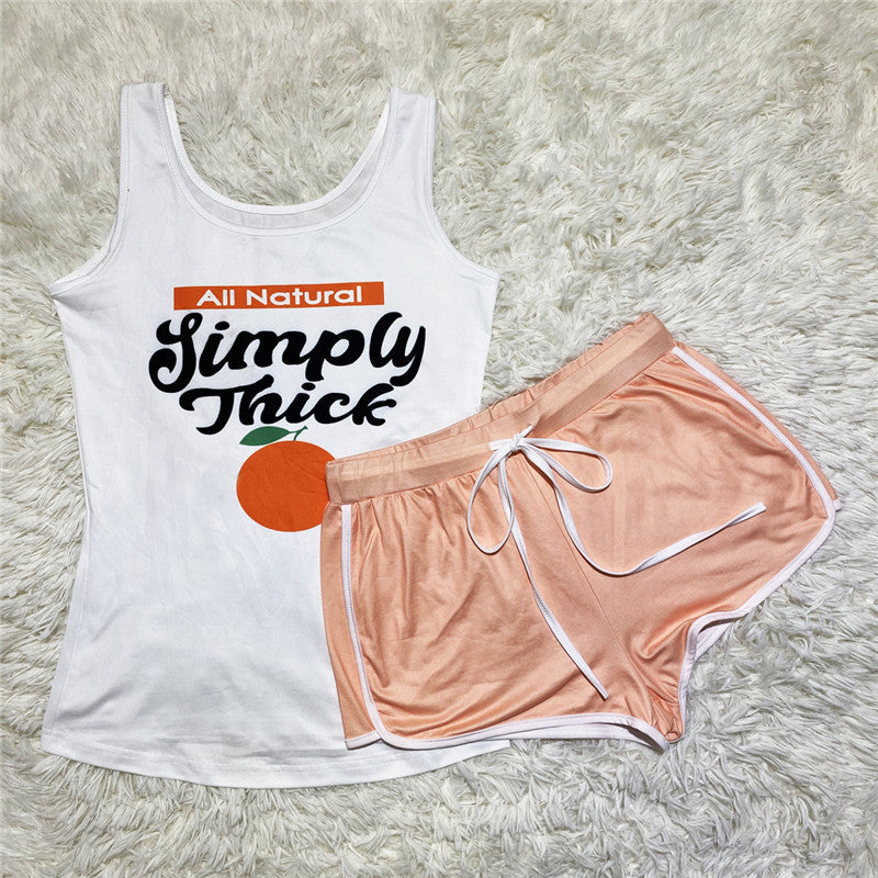Ensemble de short à bretelles sexy à imprimé graphique