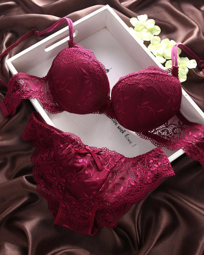Conjunto de sujetador de dama de encaje sexy grande europeo y americano