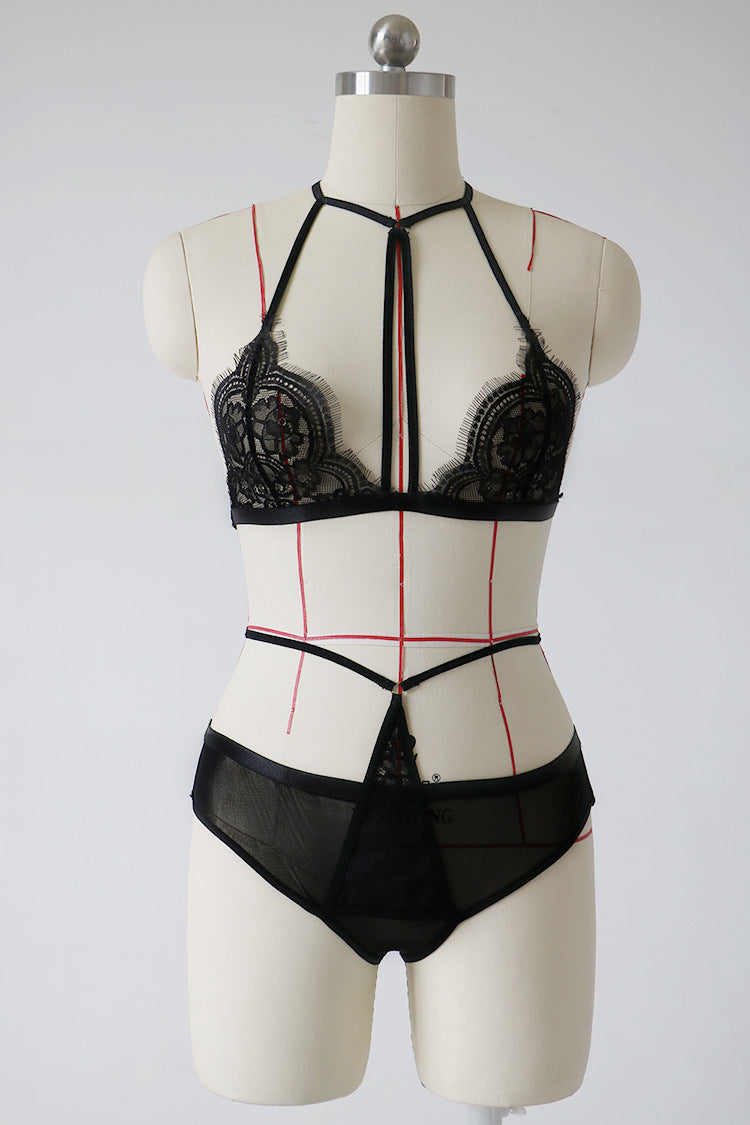 Lingerie Sexy sens féminin trois points sangle de corde reliure dentelle Perspective costume