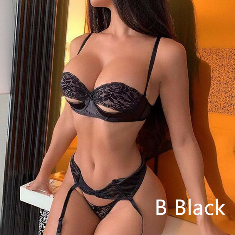 Ensemble de lingerie sexy couture en dentelle sous-vêtements sexy en dentelle trois pièces