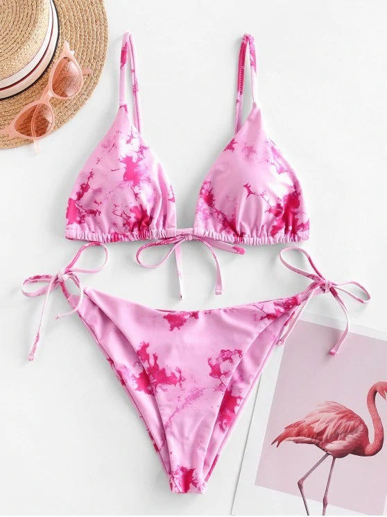 Conjunto de bikini sexy con efecto tie-dye