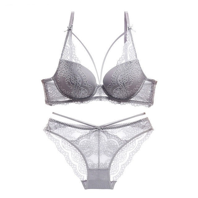 Ensemble de sous-vêtements verts pour femmes, soutien-gorge Push Up, culotte, Lingerie