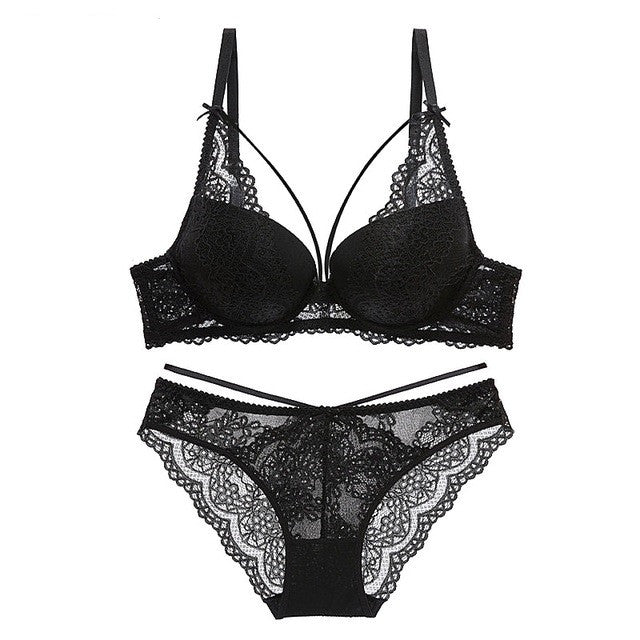 Ensemble de sous-vêtements verts pour femmes, soutien-gorge Push Up, culotte, Lingerie