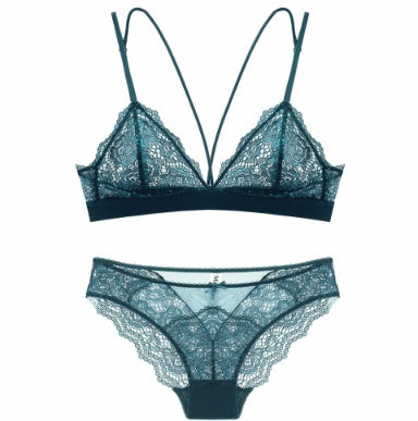 Ensemble de soutien-gorge français sexy, bonnet triangle, ultra-fin, sans anneau en acier, sous-vêtements, dentelle creuse, respirant