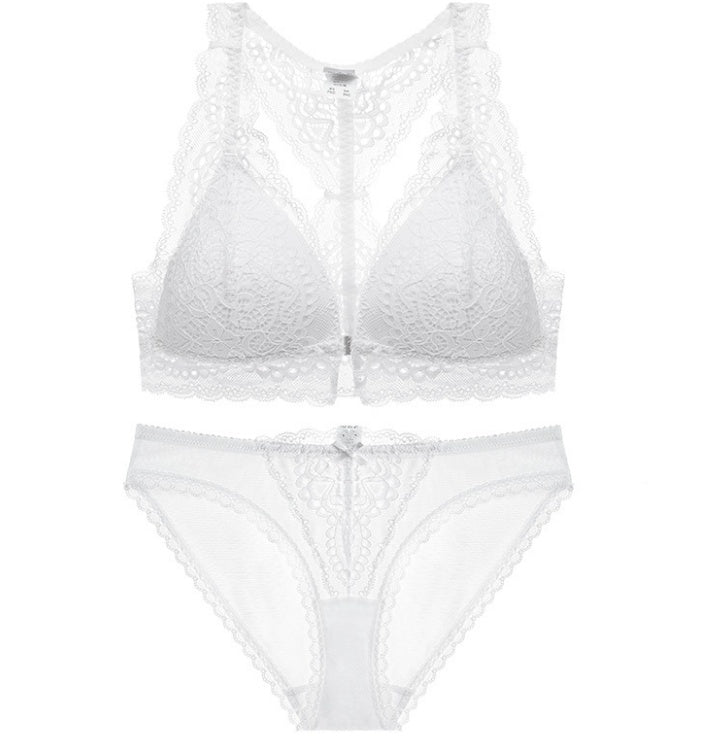 Ensemble de soutien-gorge confortable et respirant sans anneau, sexy en dentelle avec boutons sur le devant