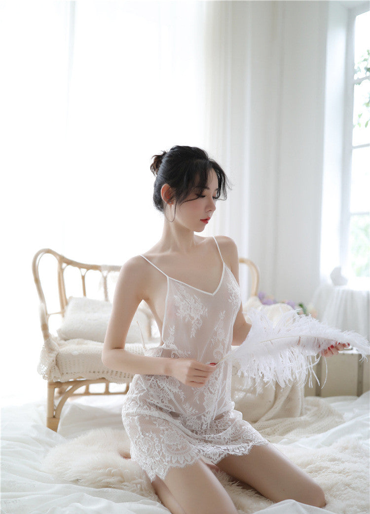 Lencería sexy Camisón con tirantes huecos Pijamas tentación