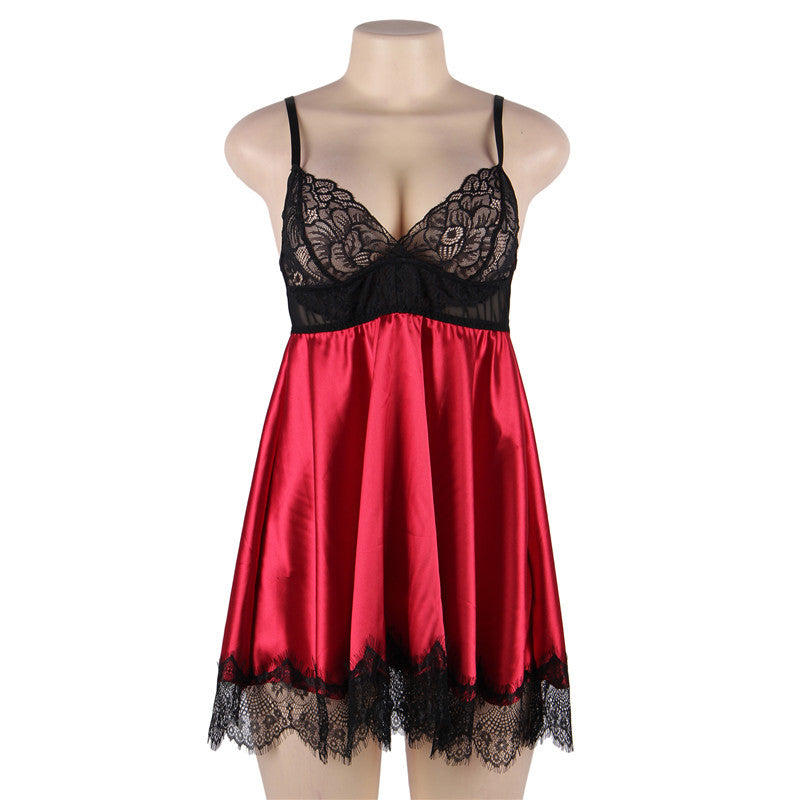 Plus Size Sexy Lingerie Lace Stitching Transparent Lingerie