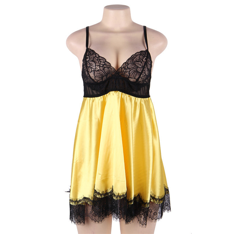 Plus Size Sexy Lingerie Lace Stitching Transparent Lingerie