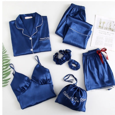 Ensemble sexy sept pièces en soie glacée