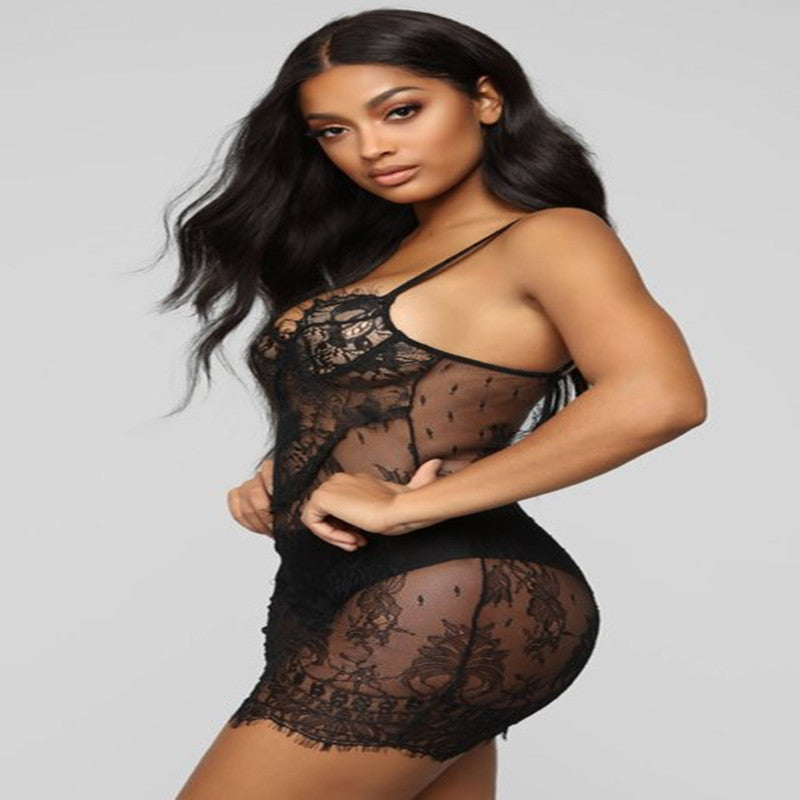 Correa de malla de pestañas femenina de lencería sexy europea y americana