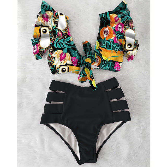 Ensemble bikini sexy 2 pièces taille haute