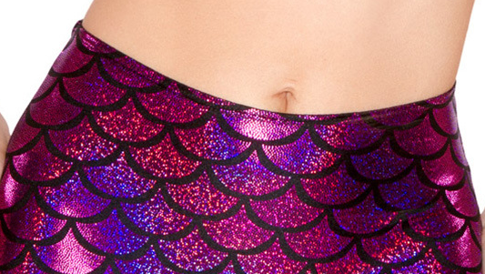 Gold Holographic Mermaid Scale Pattern Hot Pants