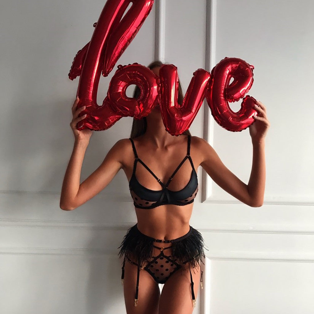 Lingerie sexy en maille à pois