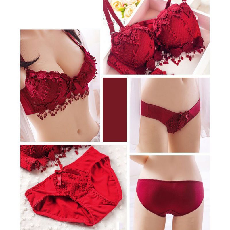 Ensemble soutien-gorge froncé en dentelle sexy