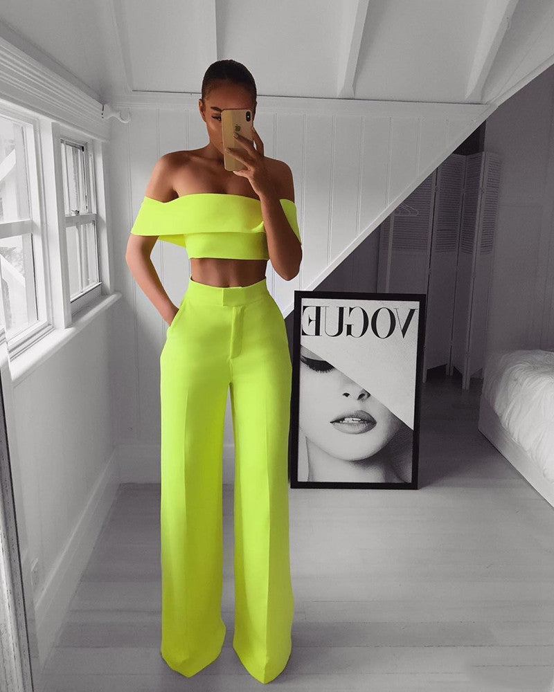 Ensemble deux pièces haut et pantalon sexy pour femme