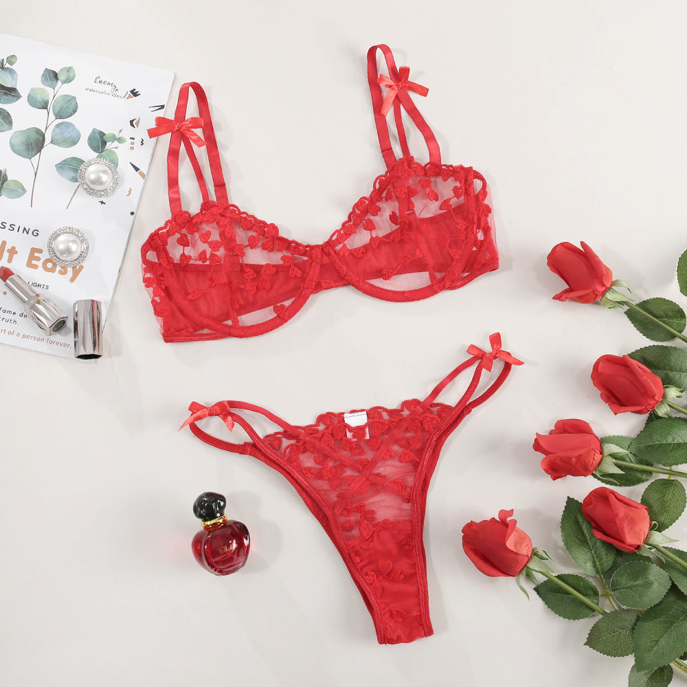 Costume fendu de lingerie sexy avec nœud papillon transparent
