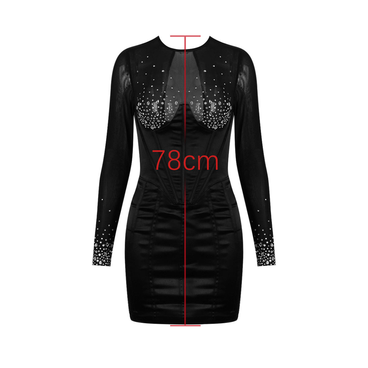 Women's Hot Rhinestone Fishbone Hot Girl Skinny Hip Skirt Black Dress