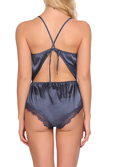 Lingerie une pièce en dentelle pour femmes, écharpe à nouer