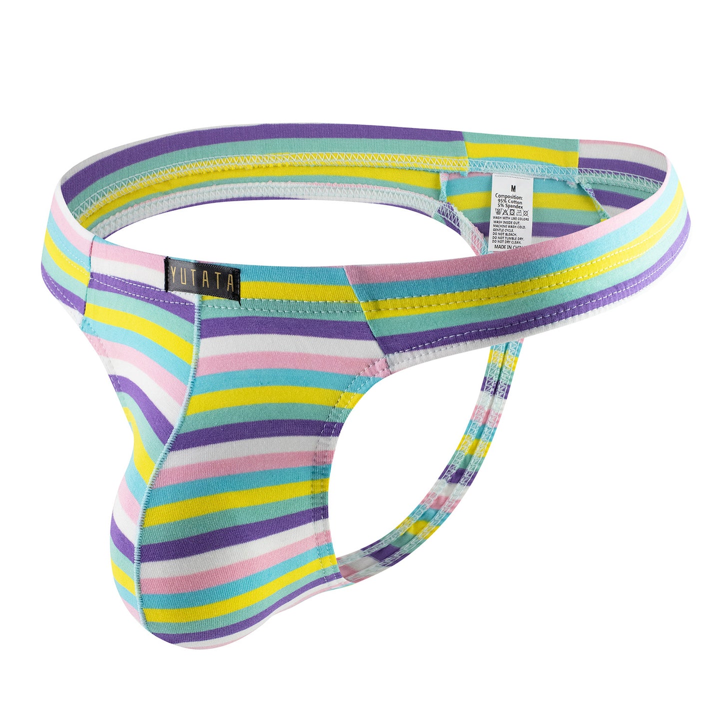 Colored Cotton Striped Bag Men's Low Waist Underwear