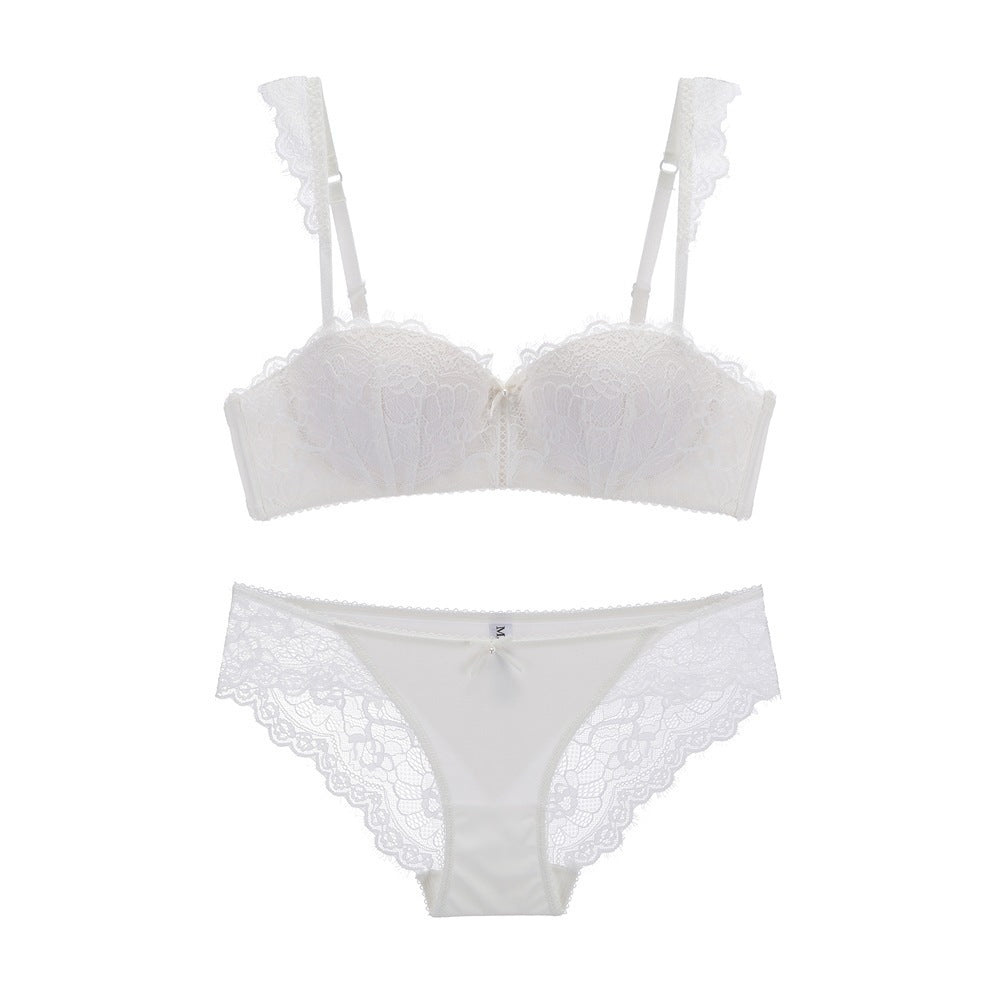 Ensemble soutien-gorge froncé en dentelle sexy