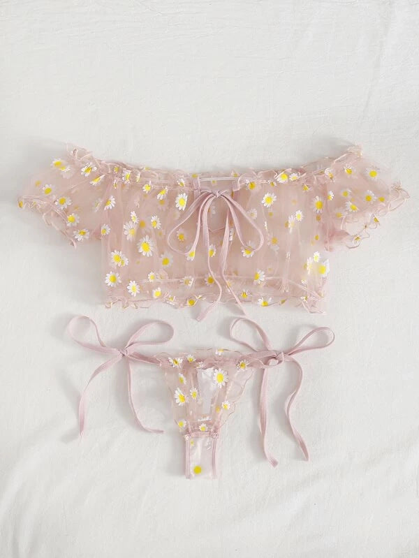 Women Bra Set Retro Ribbon without Steel Ring Lace Thin Girl Japanese Underwear Student Small Chest