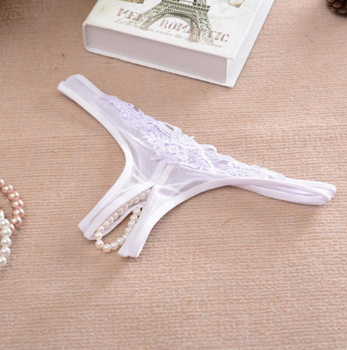 Bragas de mujer de talle bajo, bragas de tentación de masaje con cuentas de hilo de entrepierna de encaje, ropa interior Sexy de lencería para mujer