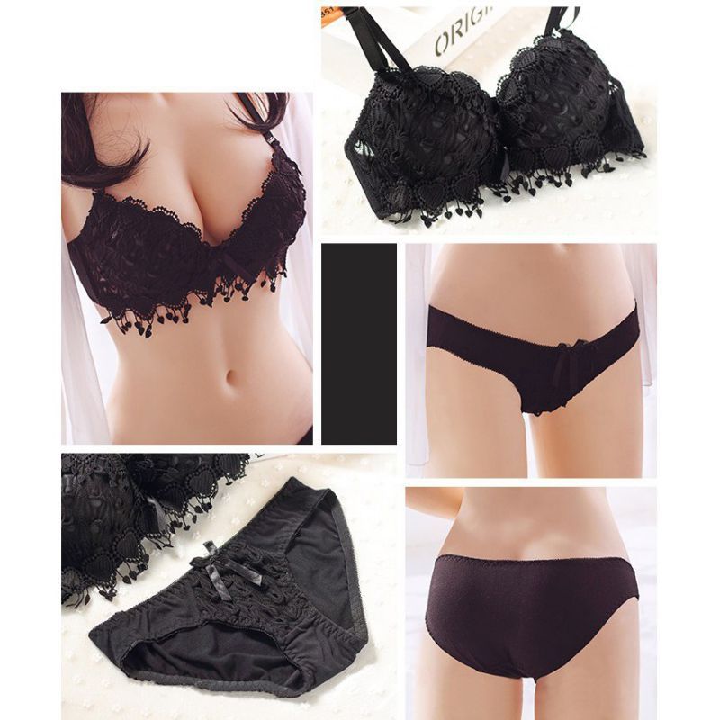 Ensemble soutien-gorge froncé en dentelle sexy