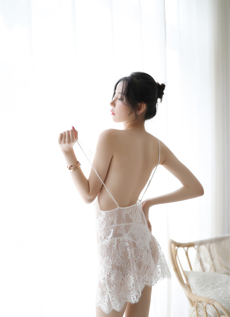 Lencería sexy Camisón con tirantes huecos Pijamas tentación