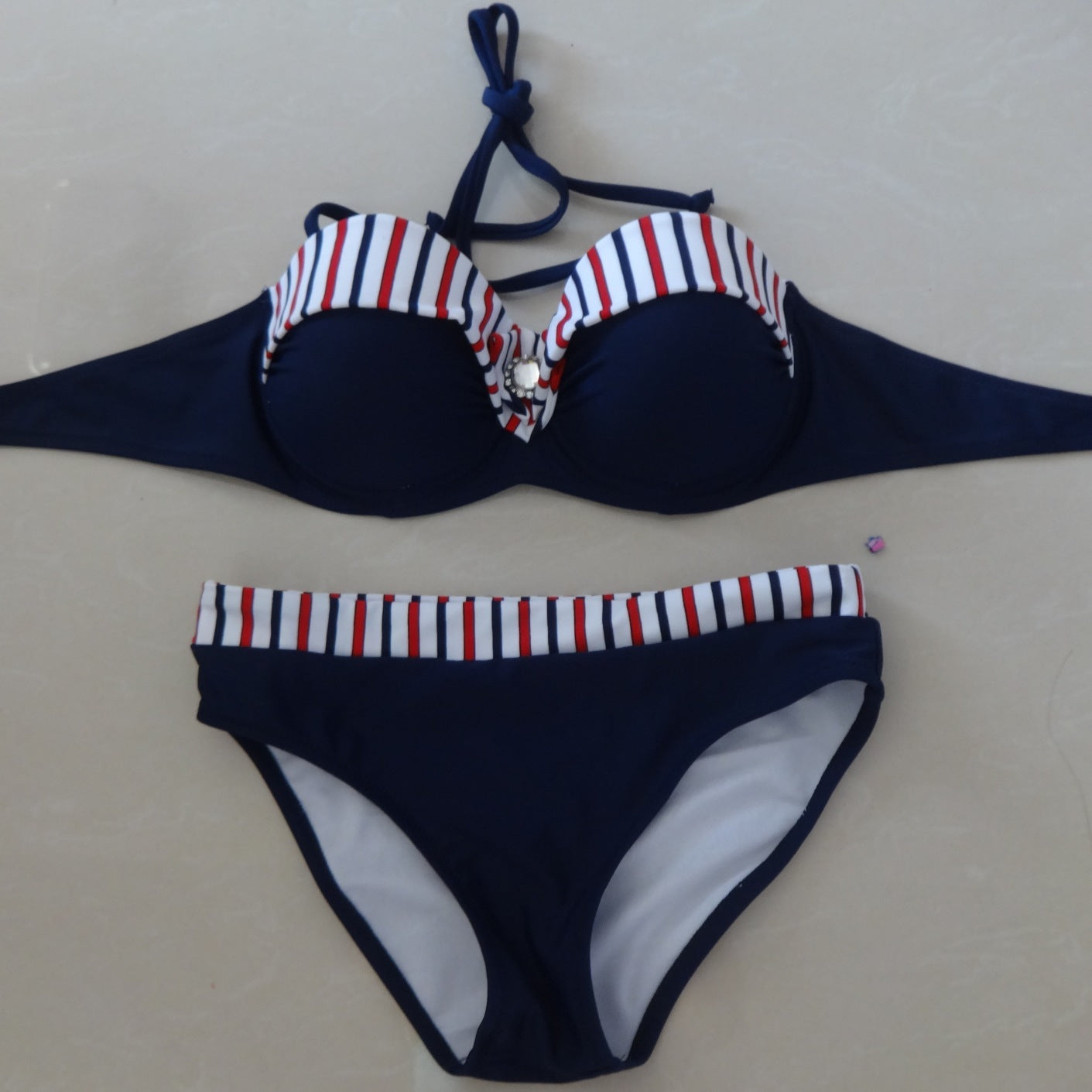 Beach Patchwork Bikinis Set Beach Women Blue Bikini Sexy Swimsuit Bandeau Swimwear Bathing Suit Maillot De Bain Biquini E704