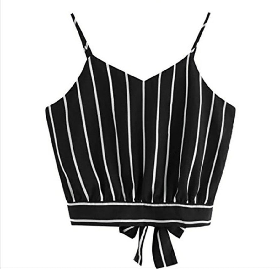 Ensemble de vacances sexy à la plage, dos nu et à bretelles rayées